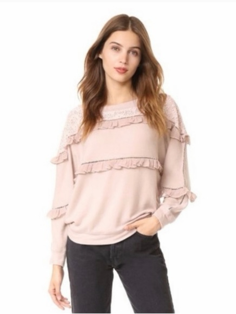 Love Sam pink ruffled pullover sweater
